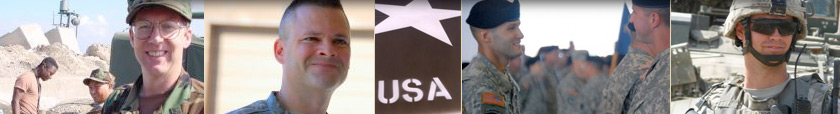 images of army students, campus, and closeup of computer keyboard