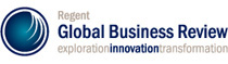 Logo for Regent Global Business Review featuring a blue circular globe design on the left, with the publication name in bold blue text and the words 'exploration,' 'innovation,' and 'transformation' in varying shades of gray and blue.