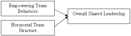 Theoretical model diagram showing potential factors influencing shared leadership.