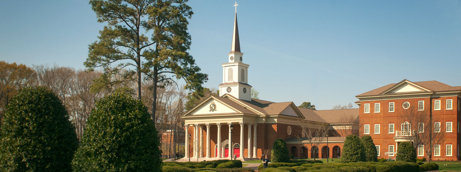 Morning light shining on the chapel on Regent University's Virginia Beach campus.