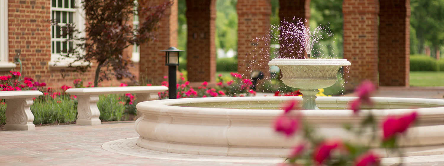 The fountain in the prayer garden of Regent University, Virginia Beach.