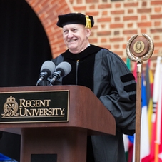 LTG (ret) William G. "Jerry" Boykin at Regent University's Commencement ceremony.