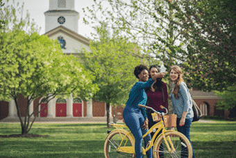 Students take a selfie on the campus of Regent, a top Virginia Beach university.