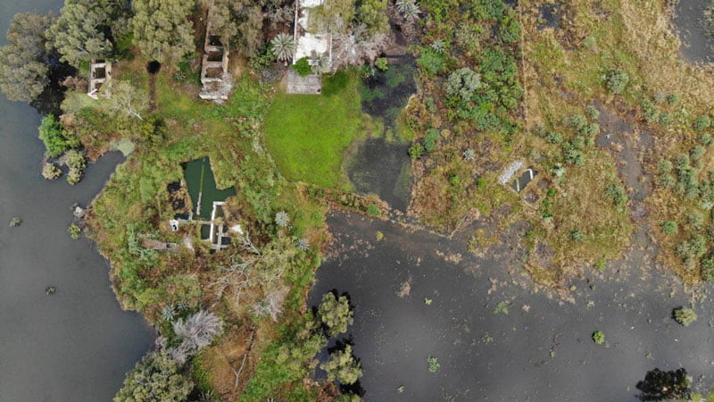 Aerial view of El Araj excavation site near the Sea of Galilee, potential location of biblical Bethsaida