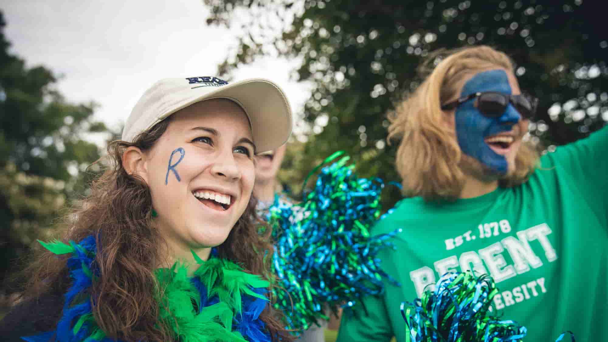 Regent University Pep Rally on campus in Virginia Beach, VA. Be a Royal for a weekend at College Preview Weekend.
