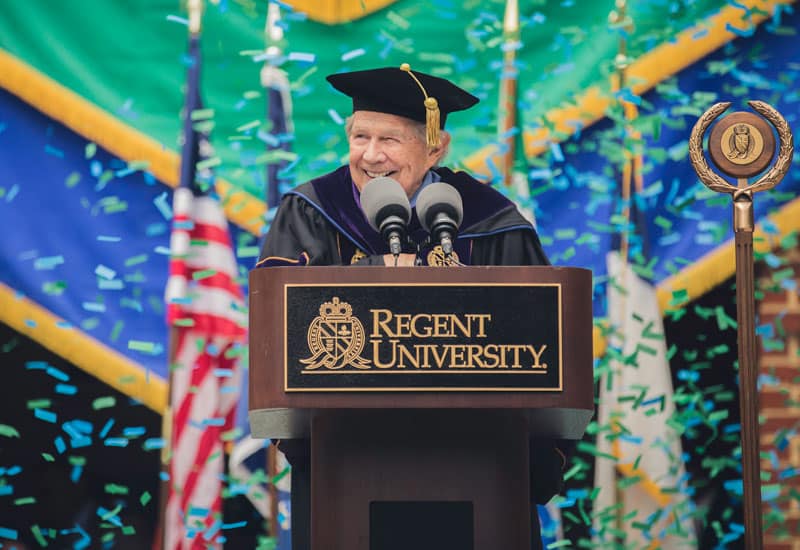 Regent University Founder, Chancellor & CEO Dr. M.G. “Pat” Robertson speaks.