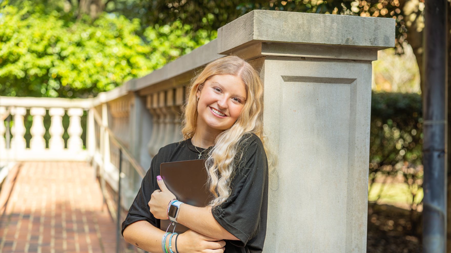 A girl at the Regent University library in Virginia Beach.