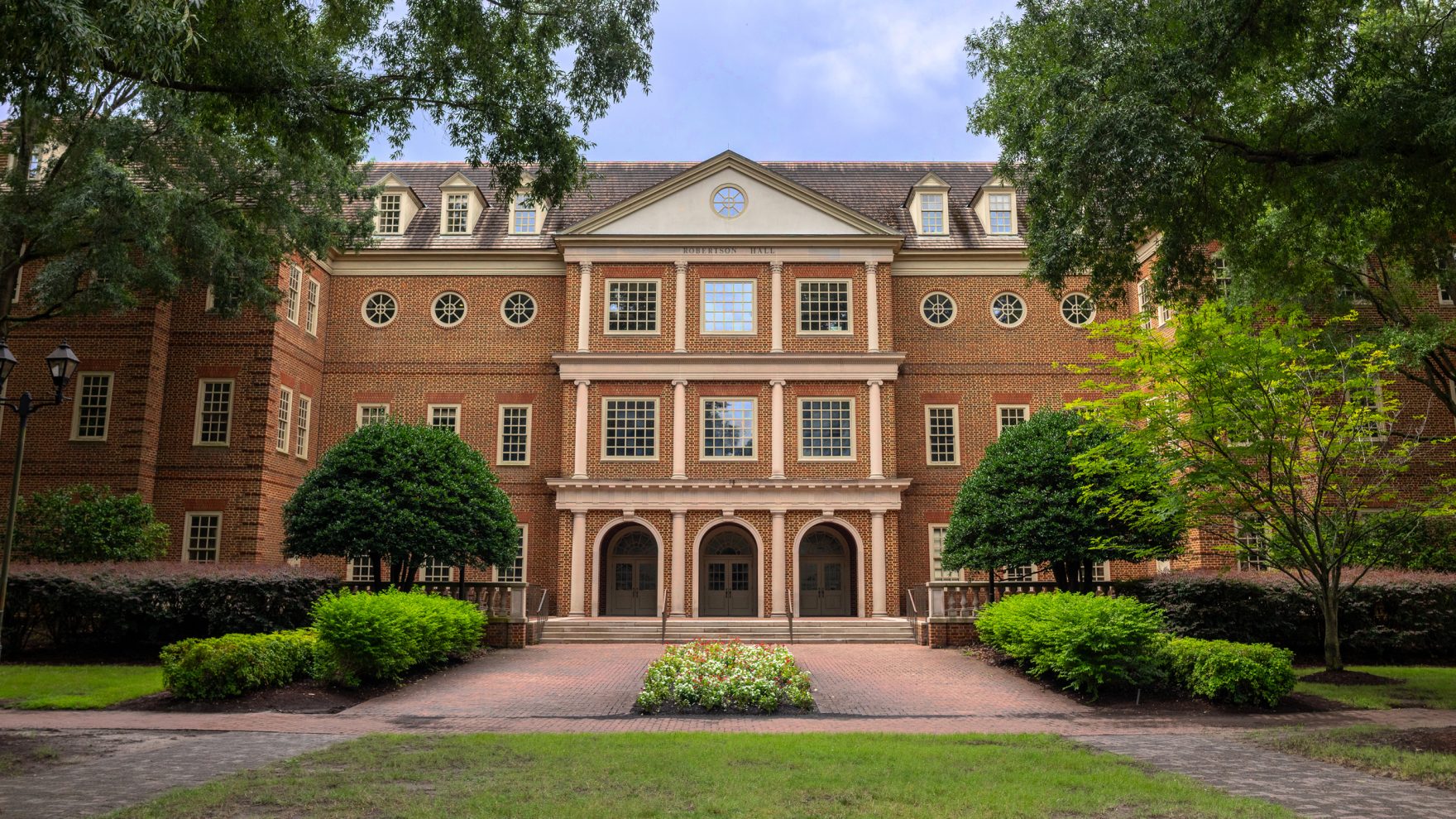 Regent University Robertson Hall building, located on campus in Virginia Beach, Virginia.