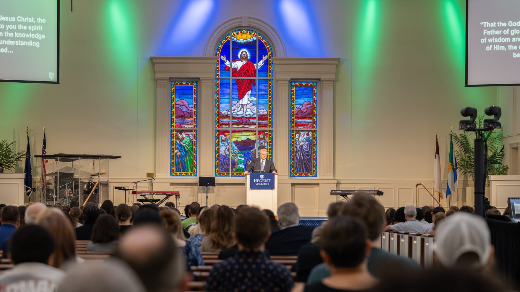 Regent Chancellor delivering University Chapel message